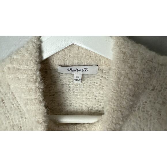 Madewell Sweater Womens XS Wool-Alpaca Blend Bouclé-Knit Oversized Alabaster - Picture 3 of 5